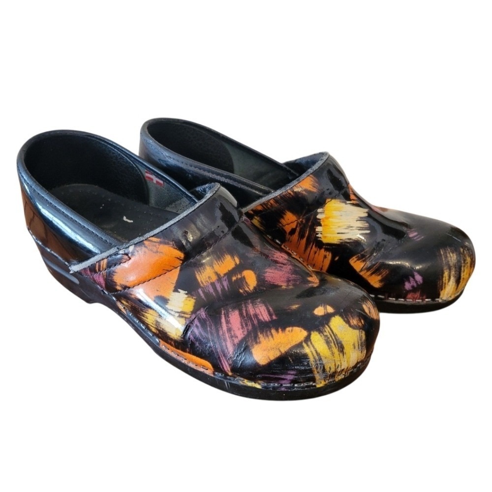 Sanita Black Painter Print Professional Clogs Size EU 40 US‎ 9.5/10